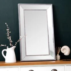 Andorra Small Distressed Frame Bevelled Glass Mirror 61 X 100cm