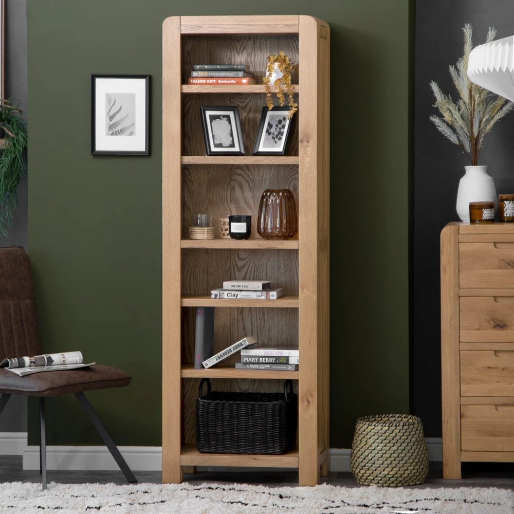 Oslo Chunky Oak Tall Slim Bookcase 3 Oslo Chunky Oak Tall Slim Bookcase