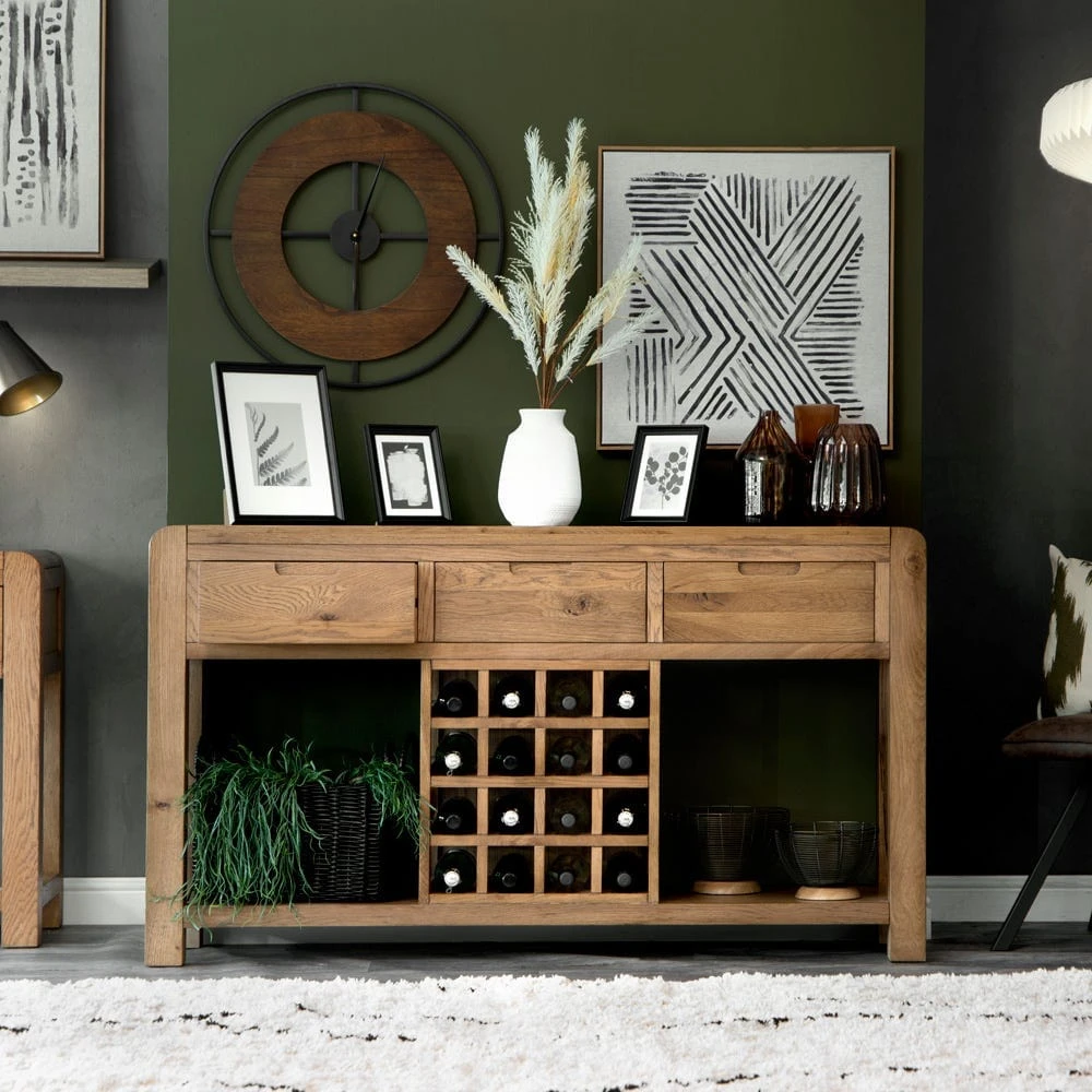 Oslo Chunky Oak Large Sideboard Wine Rack 3 Oslo Chunky Oak Large Sideboard Wine Rack