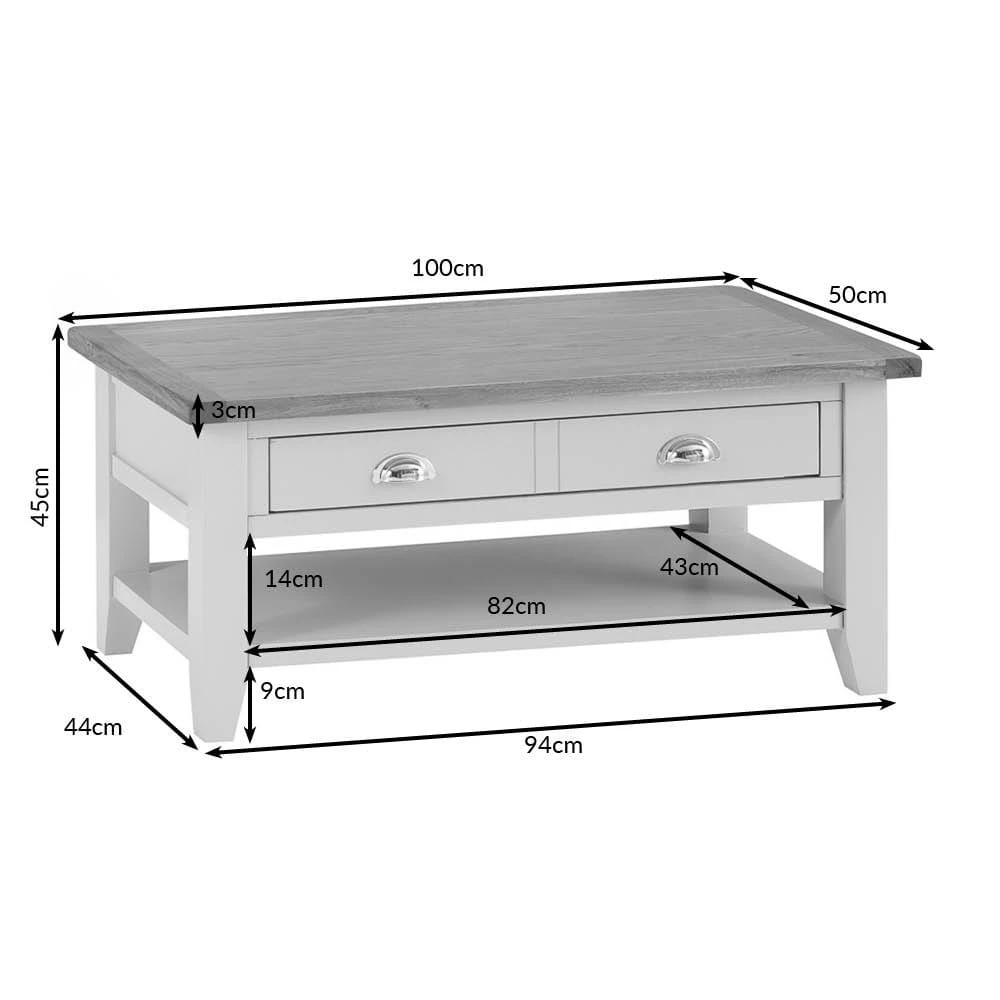 Chester White Painted Oak Coffee Table With Drawers 10 Chester White Painted Oak Coffee Table With Drawers - Image 8