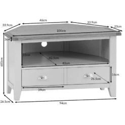 Chester Stone Painted Oak Corner TV Unit -Furniture Sale Shop nc ctv