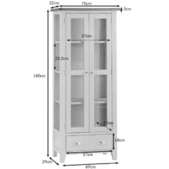 Chester Stone Painted Oak Glass Display Cabinet -Furniture Sale Shop nc dis