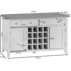 Chester Stone Painted Oak 2 Door Large Sideboard With Wine Rack -Furniture Sale Shop nc ls