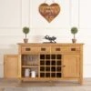 Rustic Oak 2 Door Large Sideboard With Wine Rack