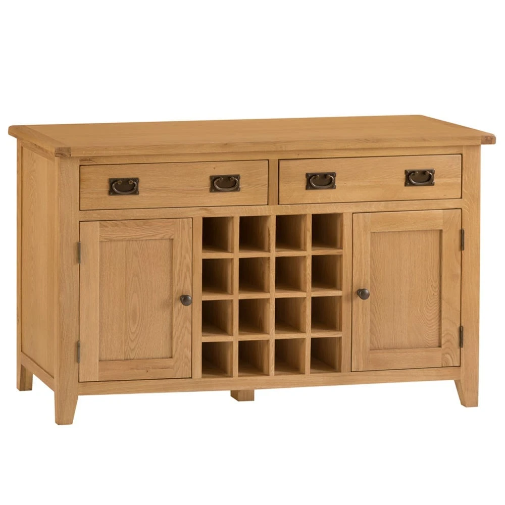Rustic Oak 2 Door Large Sideboard With Wine Rack 4 Rustic Oak 2 Door Large Sideboard With Wine Rack - Image 2