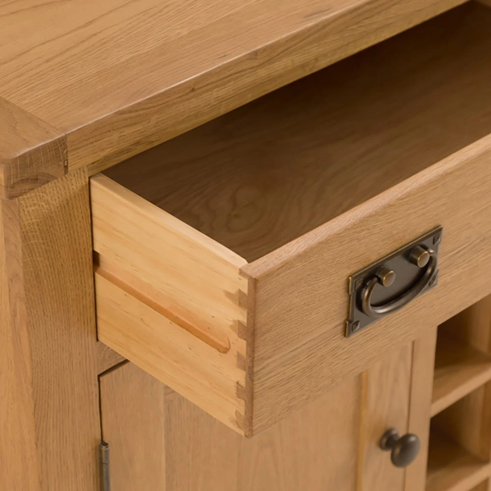 Rustic Oak 2 Door Large Sideboard With Wine Rack 8 Rustic Oak 2 Door Large Sideboard With Wine Rack - Image 6