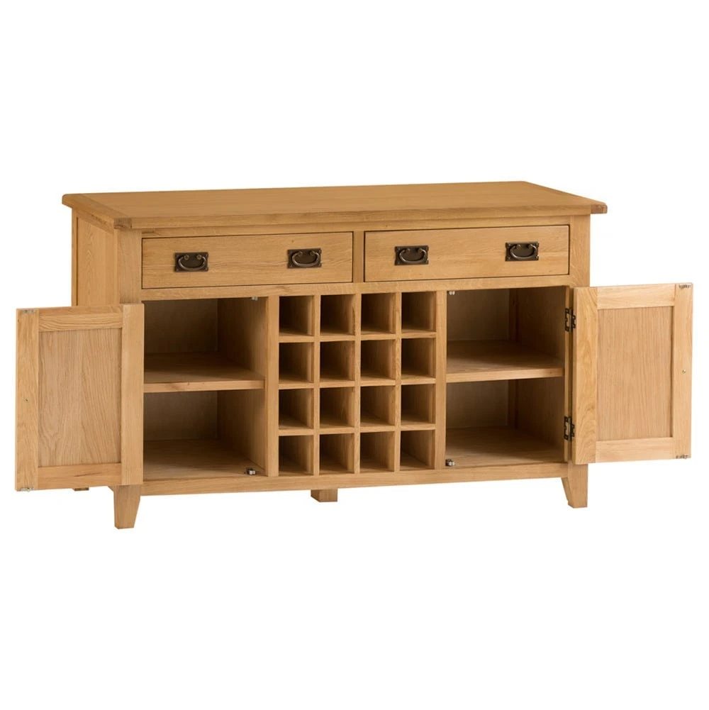 Rustic Oak 2 Door Large Sideboard With Wine Rack 5 Rustic Oak 2 Door Large Sideboard With Wine Rack - Image 3