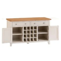 Chester Stone Painted Oak 2 Door Large Sideboard With Wine Rack -Furniture Sale Shop nc ls wc prt 3