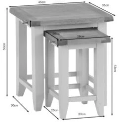 Chester Stone Painted Oak Nest Of 2 Tables -Furniture Sale Shop nc n2t