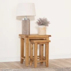 Rustic Oak Nest Of 2 Tables