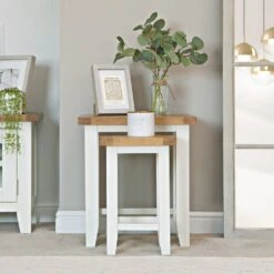 Chester White Painted Oak Nest Of 2 Tables