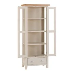 Chester Stone Painted Oak Glass Display Cabinet -Furniture Sale Shop nc prt dis x 2