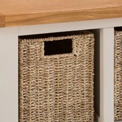 Chester Stone Painted Oak Hall Bench With Wicker Baskets -Furniture Sale Shop nc prt hb x 5