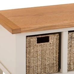 Chester Stone Painted Oak Hall Bench With Wicker Baskets -Furniture Sale Shop nc prt hb x 6