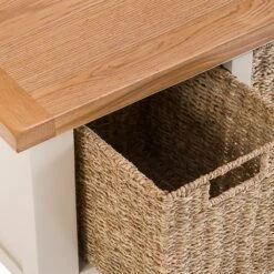 Chester Stone Painted Oak Hall Bench With Wicker Baskets -Furniture Sale Shop nc prt hb x 7