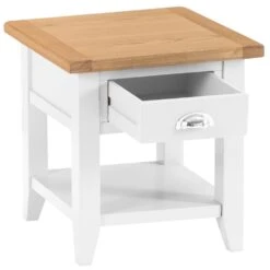 Chester White Painted Oak 1 Drawer Large Lamp Table -Furniture Sale Shop nc prt lt 3 w