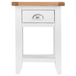 Chester White Painted Oak 1 Drawer Small Lamp Table -Furniture Sale Shop nc prt sit 1 w