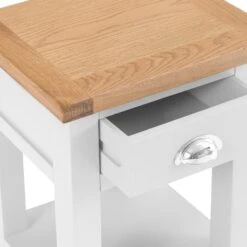 Chester White Painted Oak 1 Drawer Small Lamp Table -Furniture Sale Shop nc prt sit 5 w