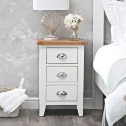 Chester White Painted Oak Large Bedside Table