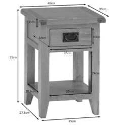 Rustic Oak 1 Drawer Small Lamp Table -Furniture Sale Shop nc sit