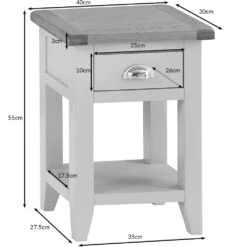 Chester White Painted Oak 1 Drawer Small Lamp Table -Furniture Sale Shop nc sit white