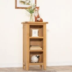 Rustic Oak Small Narrow Bookcase