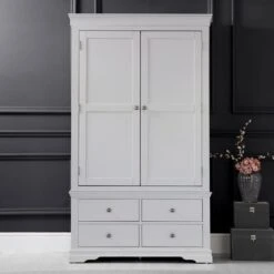 Florence Grey Painted 2 Door Wardrobe With Drawers