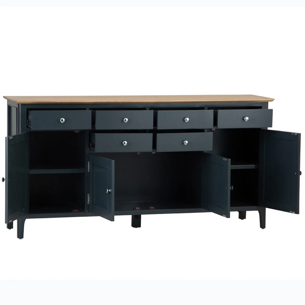 Bergen Blue Painted Oak 4 Door 6 Drawer Extra Large Sideboard 5 Bergen Blue Painted Oak 4 Door 6 Drawer Extra Large Sideboard - Image 3