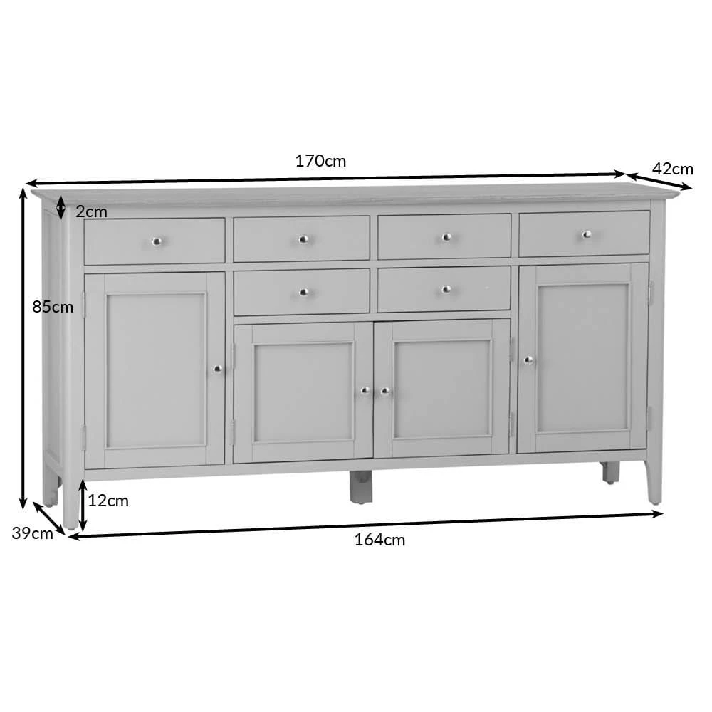 Bergen Blue Painted Oak 4 Door 6 Drawer Extra Large Sideboard 19 Bergen Blue Painted Oak 4 Door 6 Drawer Extra Large Sideboard - Image 17