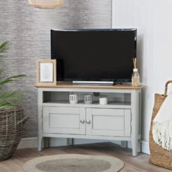 Bergen Grey Painted Oak Corner TV Unit