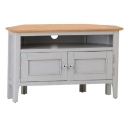 Bergen Grey Painted Oak Corner TV Unit -Furniture Sale Shop ntp ctv g 1