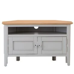 Bergen Grey Painted Oak Corner TV Unit -Furniture Sale Shop ntp ctv g 10