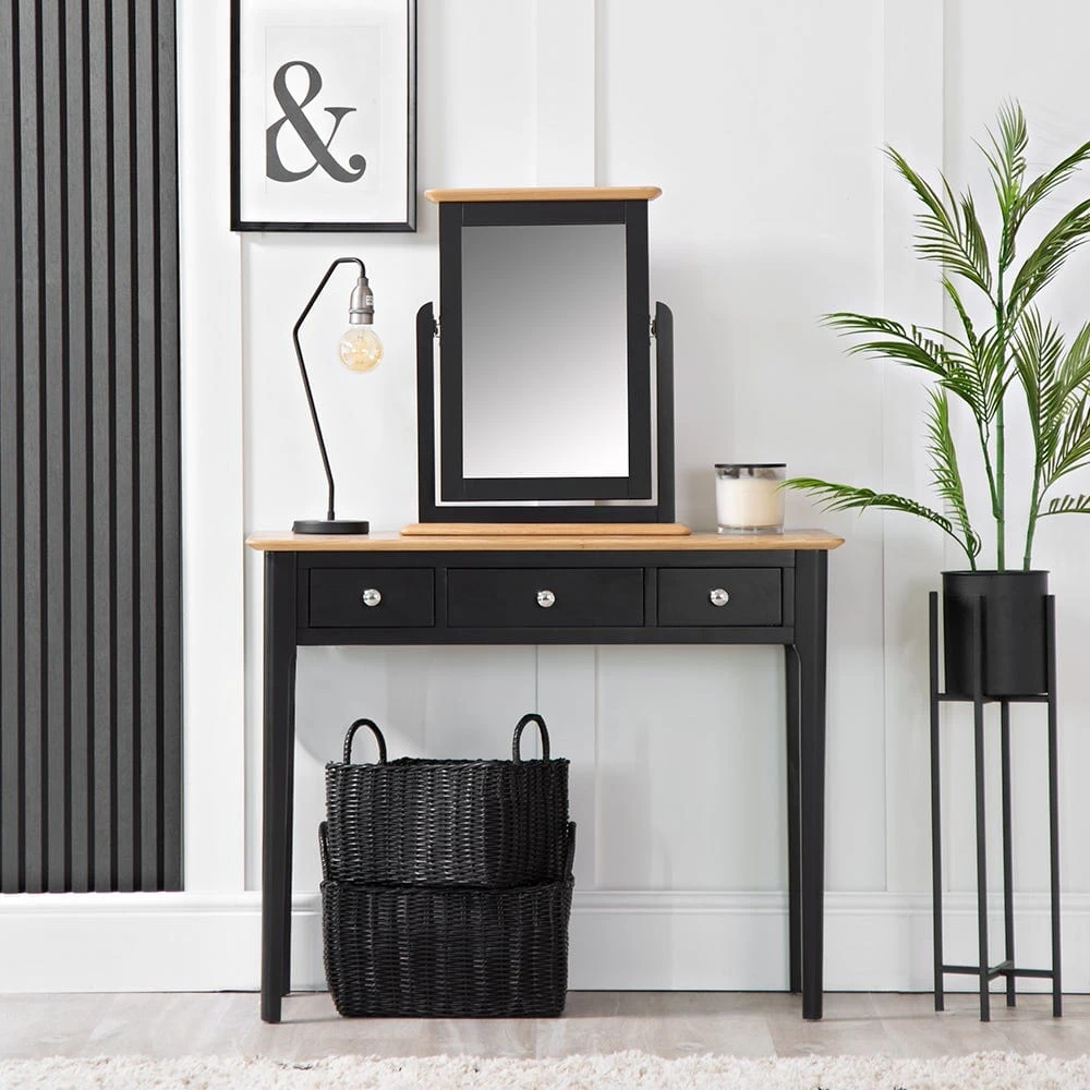 Bergen Black Painted Oak Dressing Table 3 Bergen Black Painted Oak Dressing Table