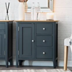 Bergen Blue Painted Oak Large Cupboard