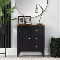 Bergen Black Painted Oak Large Cupboard