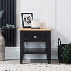 Bergen Black Painted Oak Large Lamp Table