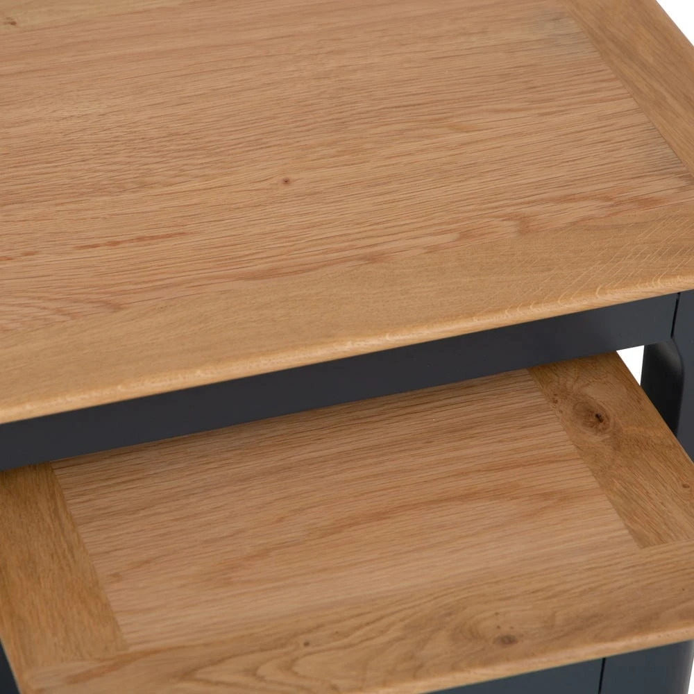Bergen Blue Painted Oak Nest Of 2 Tables 6 Bergen Blue Painted Oak Nest Of 2 Tables - Image 4