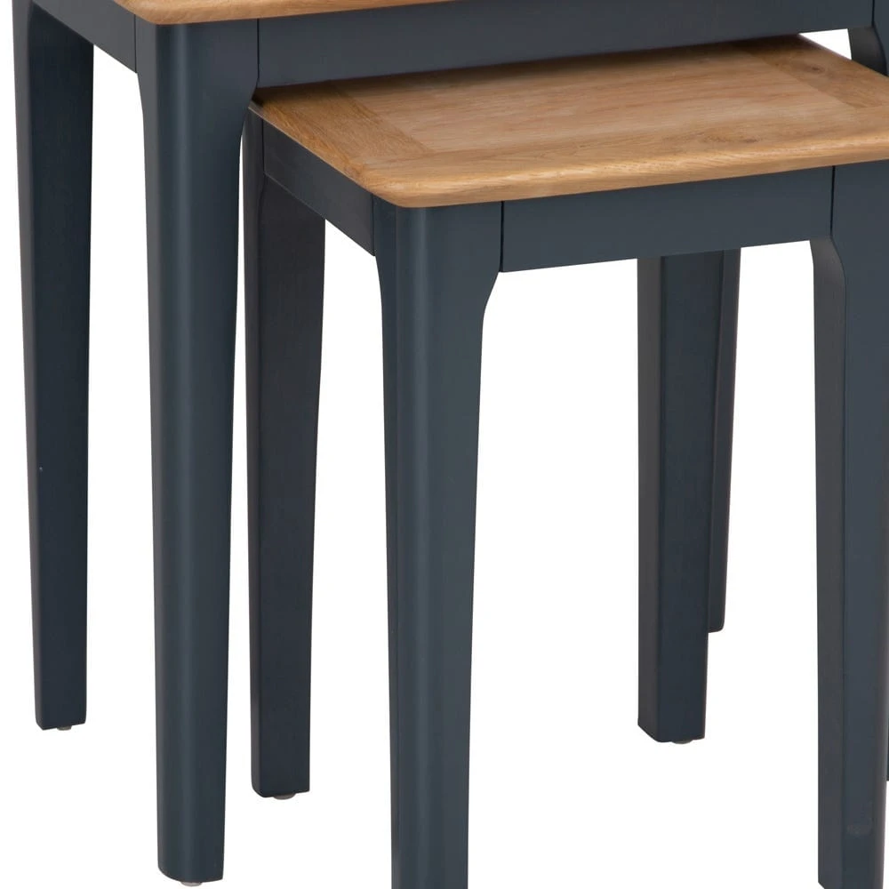Bergen Blue Painted Oak Nest Of 2 Tables 7 Bergen Blue Painted Oak Nest Of 2 Tables - Image 5