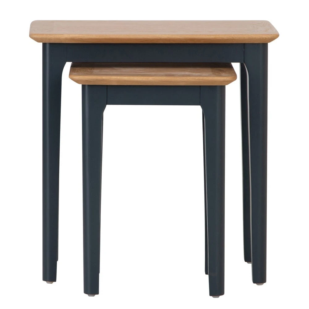 Bergen Blue Painted Oak Nest Of 2 Tables 8 Bergen Blue Painted Oak Nest Of 2 Tables - Image 6