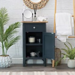 Bergen Blue Painted Oak Small Cupboard