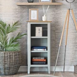 Bergen Grey Painted Oak Small Narrow Bookcase
