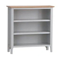 Bergen Grey Painted Oak Small Wide Bookcase -Furniture Sale Shop ntp swbc g 1