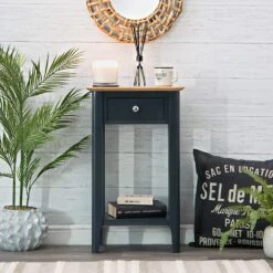 Bergen Blue Painted Oak Telephone Table