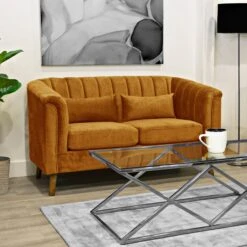 Meabh Gold 2 Seater Sofa With Two Pillows