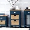 Rutland Blue Painted Oak 1 Drawer 2 Wicker Basket Cabinet -Furniture Sale Shop ra c12 b