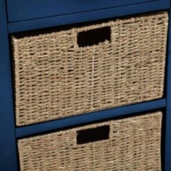 Rutland Blue Painted Oak 1 Drawer 2 Wicker Basket Cabinet -Furniture Sale Shop ra c12 tr 11 1