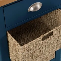 Rutland Blue Painted Oak 1 Drawer 2 Wicker Basket Cabinet -Furniture Sale Shop ra c12 tr 5 1