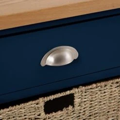 Rutland Blue Painted Oak 1 Drawer 2 Wicker Basket Cabinet -Furniture Sale Shop ra c12 tr 8 1