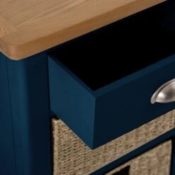 Rutland Blue Painted Oak 1 Drawer 2 Wicker Basket Cabinet -Furniture Sale Shop ra c12 tr 9 1