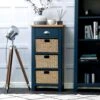 Rutland Blue Painted Oak 1 Drawer 3 Wicker Basket Cabinet 1 Rutland Blue Painted Oak 1 Drawer 3 Wicker Basket Cabinet -Furniture Sale Shop ra c13 b
